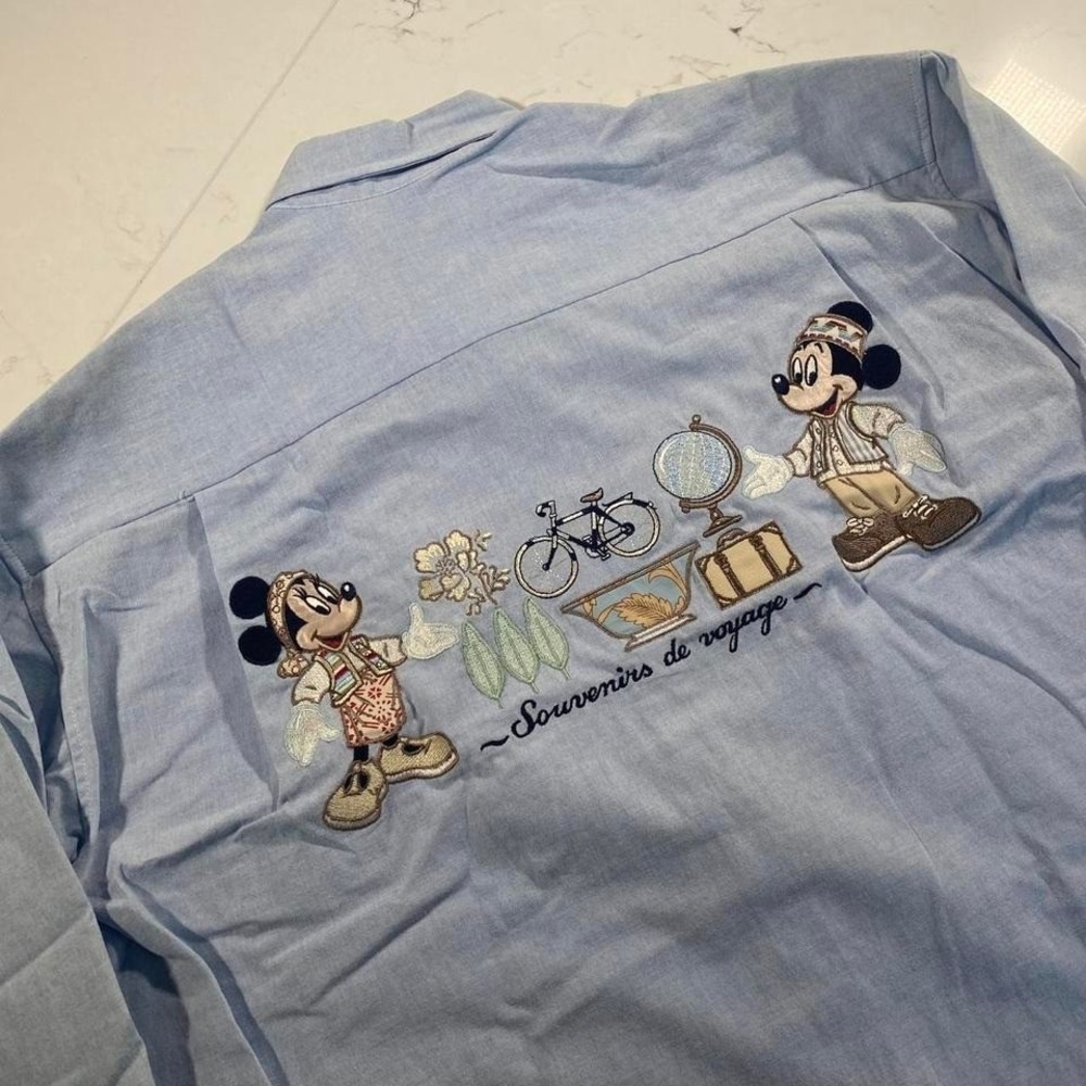 Vintage Disney‎ "Souvenirs de Voyage" Donaldson Shirt  Mickey Minnie Embroidered